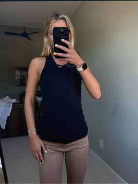 Sleeveless Black Ribbed Tank Top - Women's